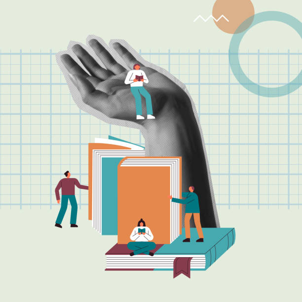 istock Education concept hand and people in collage retro style vector illustration 1816976660