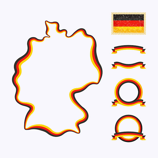 farben von deutschland - germany postage stamp yellow red stock-grafiken, -clipart, -cartoons und -symbole