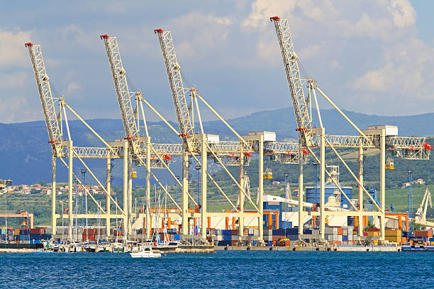 Port cranes Big cranes in port of Koper in Slovenia koper slovenia stock pictures, royalty-free photos & images