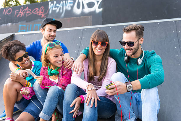 istock Young people having fun at the skatepark 181699892