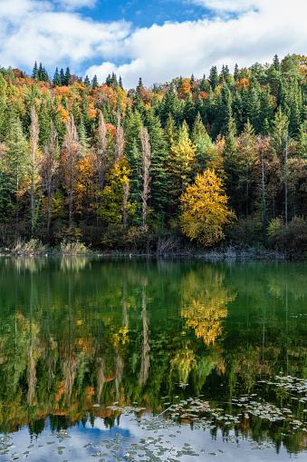 Scenic fall season sight at the small lakes of Percile. Province of Rome, Lazio, Italy.