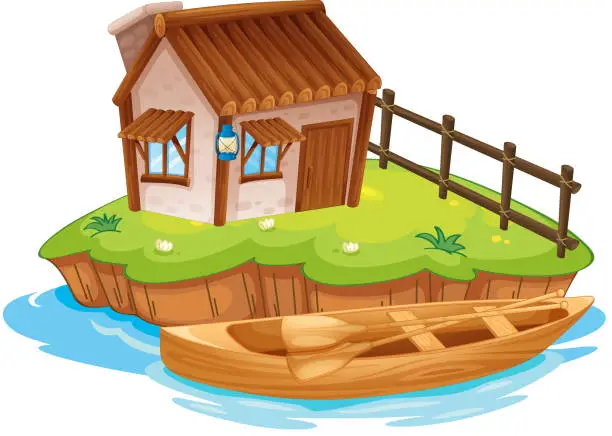 Vector illustration of House on an island