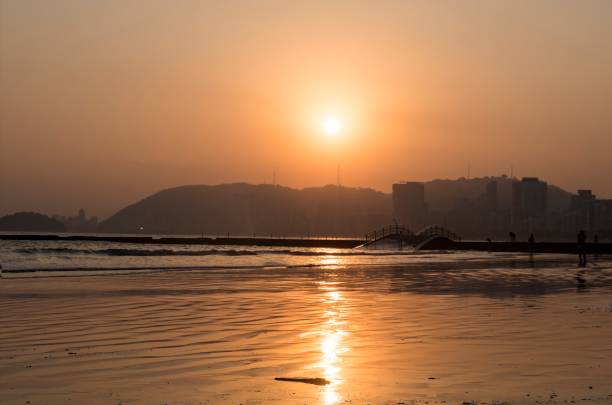 istock Santos city, Brazil. Sunset on Santos beach. 1817003991