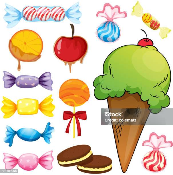 Vários Doces - Arte vetorial de stock e mais imagens de Amarelo - Amarelo, Bolacha, Clip Art