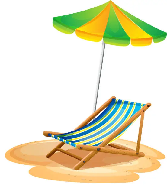 Vector illustration of Bench with a summer umbrella