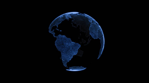 istock World globe from particles. HUD. Digital planet Earth. Abstract world map 1817019764