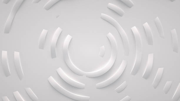 istock Concentric circles, rings on the surface. Bright, milky radio wave abstract background 1817020896
