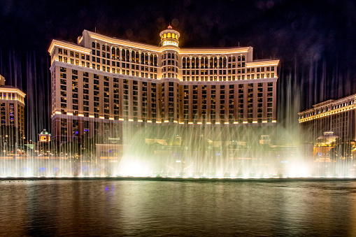 Las Vegas, USA - May 23, 2022:   Bellagio is the luxury hotel and casino located on the Las Vegas Strip. The Bellagio opened October 15, 1998.