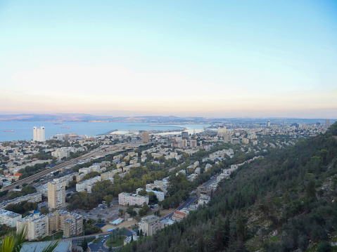 Panoramic aerial view of the city of Haifa, Israel.