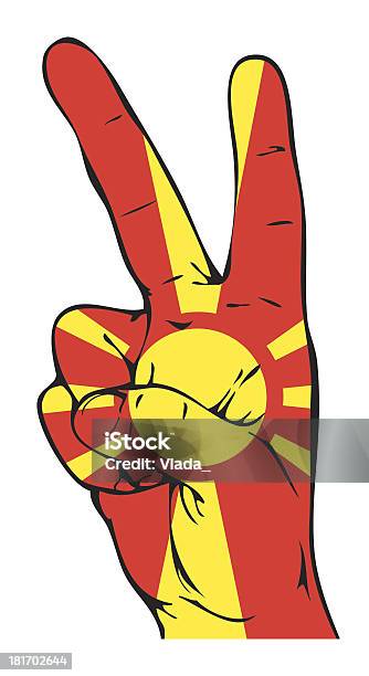 Znak Pokoju Z Flaga Macedoński - Stockowe grafiki wektorowe i więcej obrazów Ciało ludzkie - Ciało ludzkie, Duchowość, Dłoń