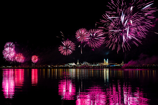 Fireworks over Kremlin in Kazan, Russia