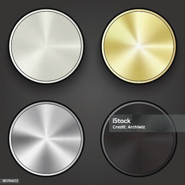 금속 라운드 버튼 벡터 검은색에 대한 스톡 벡터 아트 및 기타 이미지 - 검은색, 금-금속, 금색
