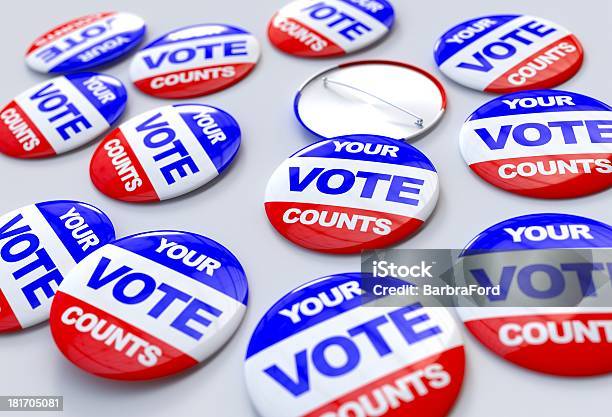 Your Vote Counts Pins Stock Photo - Download Image Now - Candidate, Democracy, Democratic Party - USA