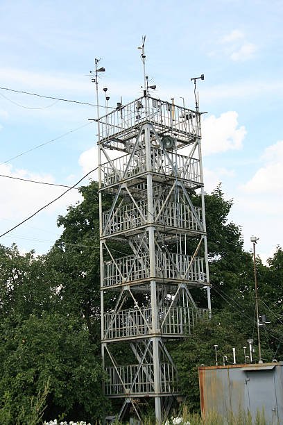 High-rise tower Meteorological tower in the weather station of the Moscow University named after M. Lomonosov meteoobservatoriya stock pictures, royalty-free photos & images