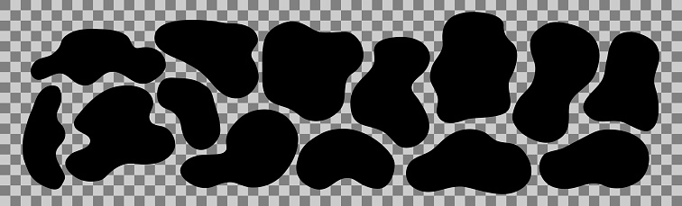 Organic amoeba blob shape vector illustration set Abstract irregular form Flat style Fluid for design and paint Simple amoeba shape Asymmetric spot Clipart of bubble blotch, deform drip