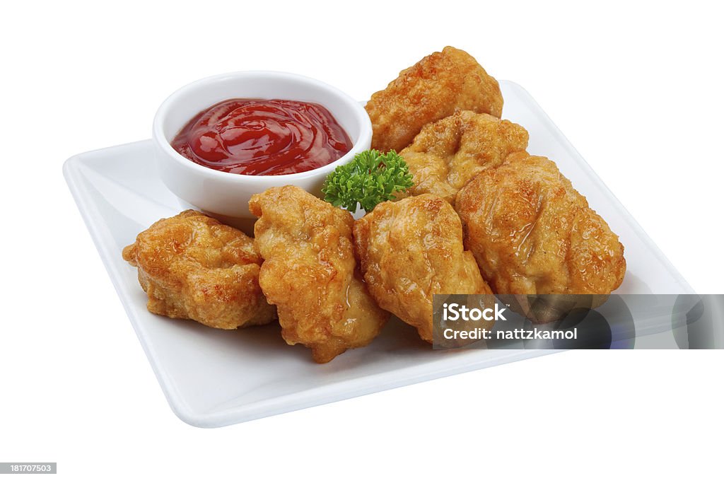 Fried chicken nuggets isolated on White background Nuggets fried chicken isolated on White background Chicken Nugget Stock Photo