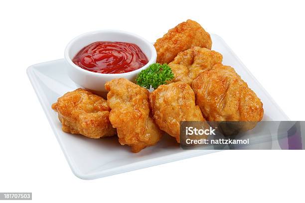 Fried Chicken Nuggets Isolated On White Background Stock Photo - Download Image Now - Chicken Nugget, White Color, Appetizer