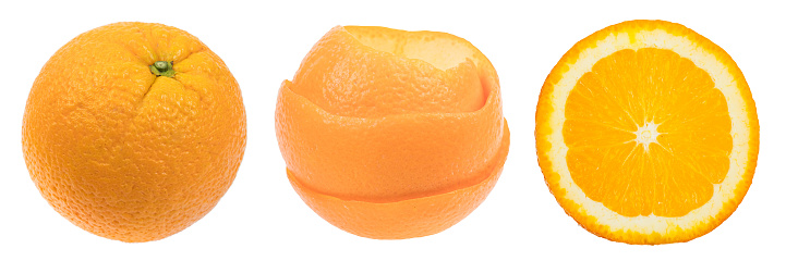 Fresh, juicy orange isolated on a white background. panorama, banner