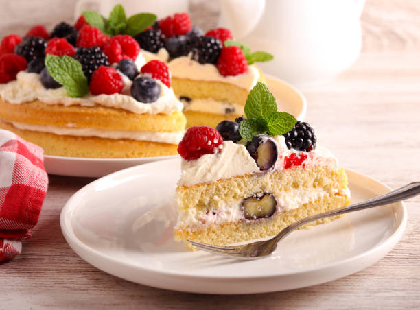 istock Cream and mixed berry sandwich cake 1817087568