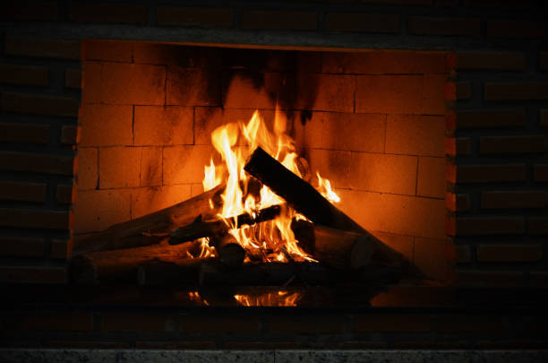 istock Firewood flame in the fireplace 1817126191