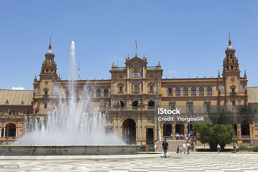 Plaza de Espana a Siviglia, Spagna - Foto stock royalty-free di Ambientazione esterna