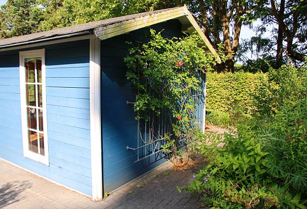 garden shed stock photo