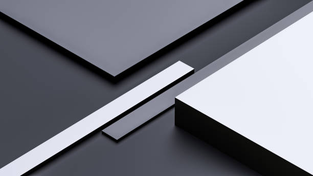 istock Geometric metal panels, square elements, black and gray abstract concept, product, banner. 3D render 1817139811