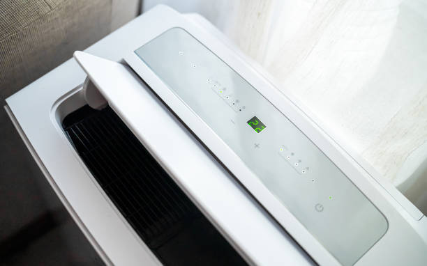 istock Modern floor standing mobile air conditioner. 1817140684