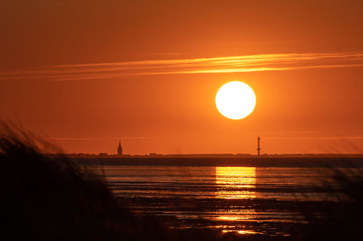 Sunset on an island in the Wadden Sea