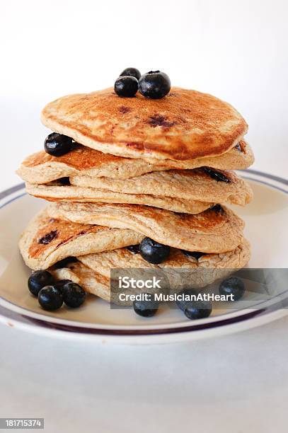 Blueberry Oat Pancake Stack Stock Photo - Download Image Now - Apartment, Baking, Beginnings