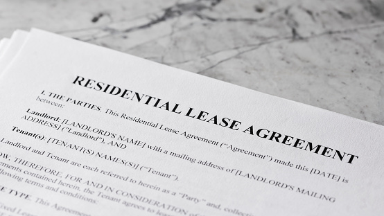 Close up of a residential lease agreement.