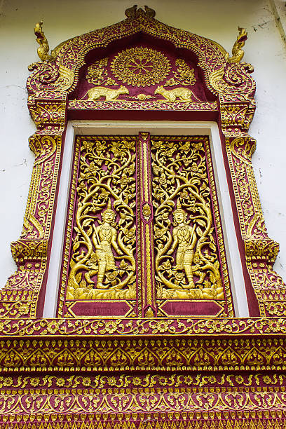 istock Golden Ornament wooden window 181719290