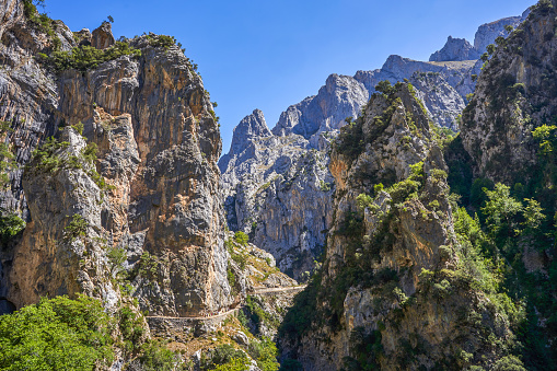 Route of the Cares located between the province of León and Asturias, in the Picos de Europa national park. In Asturias, Spain.