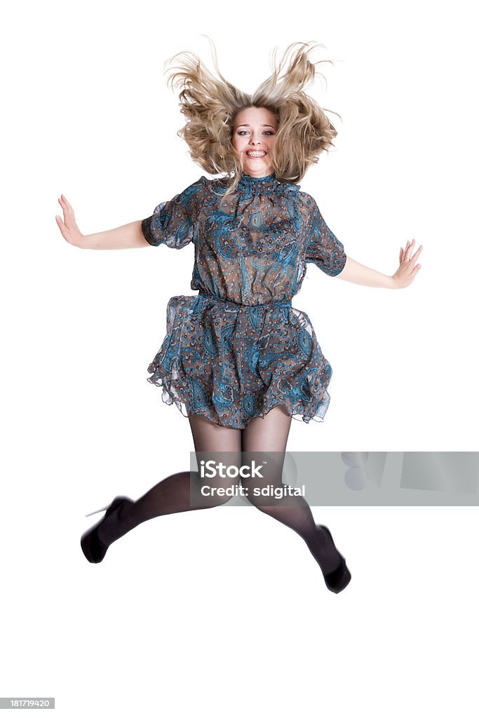 Bela loira jovem de saltar - Foto de stock de Adulto royalty-free