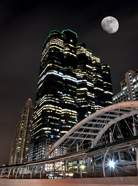 istock Modern Building in the night scene with moon 181719477