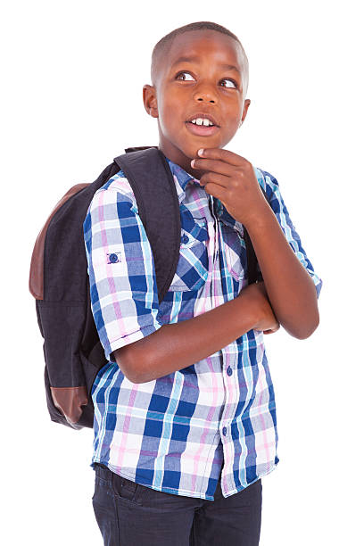 istock African American school boy looking up - Black people 181719875