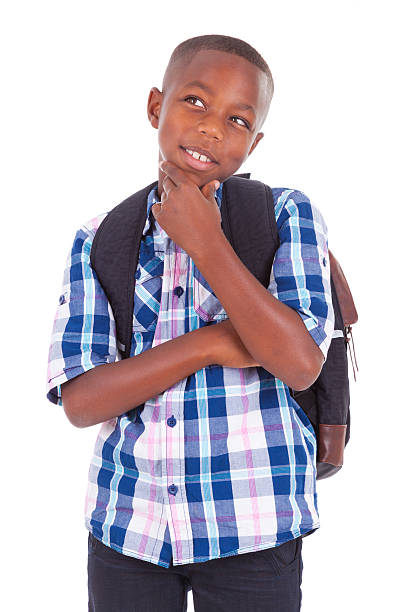 istock African American school boy looking up - Black people 181719878