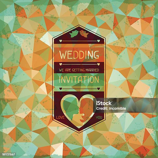 Mariage Invitation Carte Dans Un Style Rétro Vecteurs libres de droits et plus d'images vectorielles de Affiche - Affiche, Album de coupures, Amour
