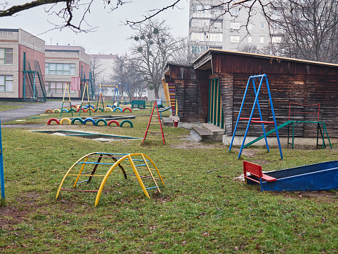 Kindergarten playground. Preschool leisure. Preschool educational institution.