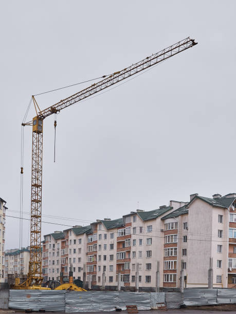 istock Construction of a large apartment building. High construction crane 1817217029