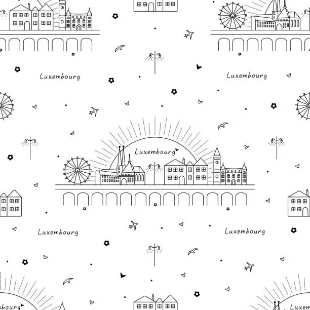 Vector illustration of Luxembourg monochrome seamless pattern