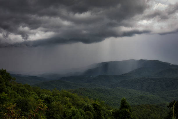 A major storm moving through the Blue Ridge Parkway in North Carolina