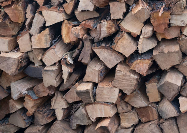 Wood Stacked for the Winter Fireplace stock photo