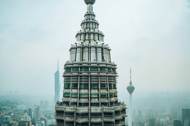cityscape with Petronas towers of the downtown area of Kuala Lumpur, capital city of Malaysia