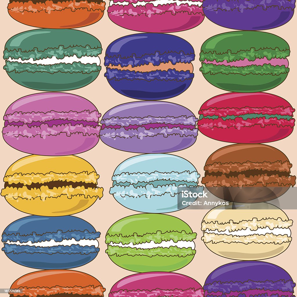 Seamless pattern francese di macaroons (biscotti) - arte vettoriale royalty-free di Alimentazione non salutare