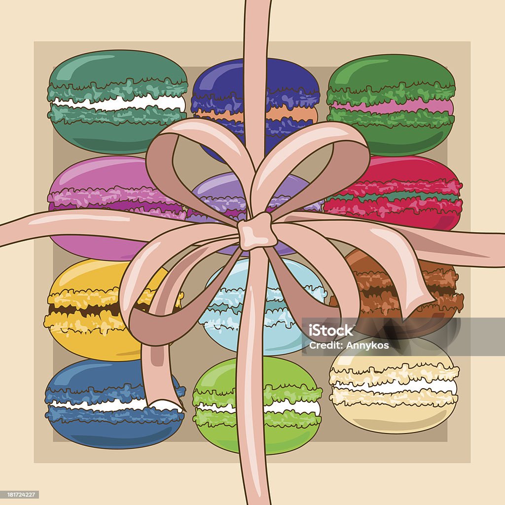 Francuski macaroons w pudełko na prezent - Grafika wektorowa royalty-free (Bez ludzi)