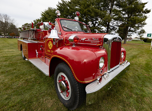 Chalfont, Nov. 4, 2023: old fire fighter truck in Chalfont, Pa. USA