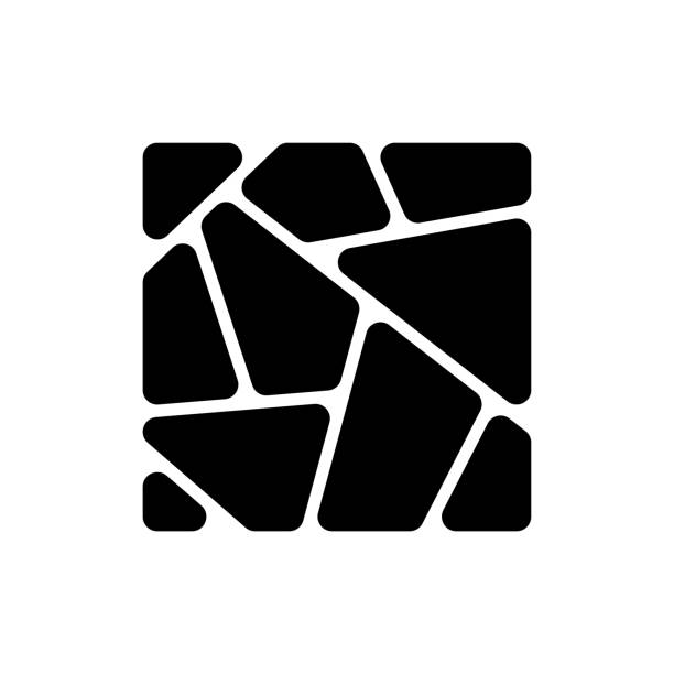 ilustraciones, imágenes clip art, dibujos animados e iconos de stock de icono de mosaico. decoración, decoración. silueta negra. vista frontal superior. ilustración gráfica plana simple vectorial. objeto aislado sobre fondo blanco. aislar. - piedra material de construcción