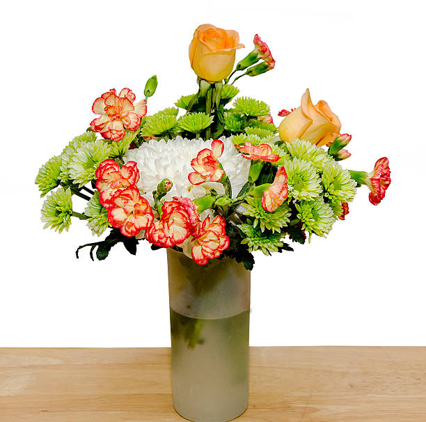 istock Beautiful flower in vase isolated on white background 181725523