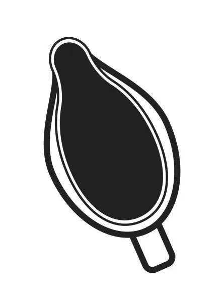 Vector illustration of Ceramic sauce pourer black and white 2D cartoon object